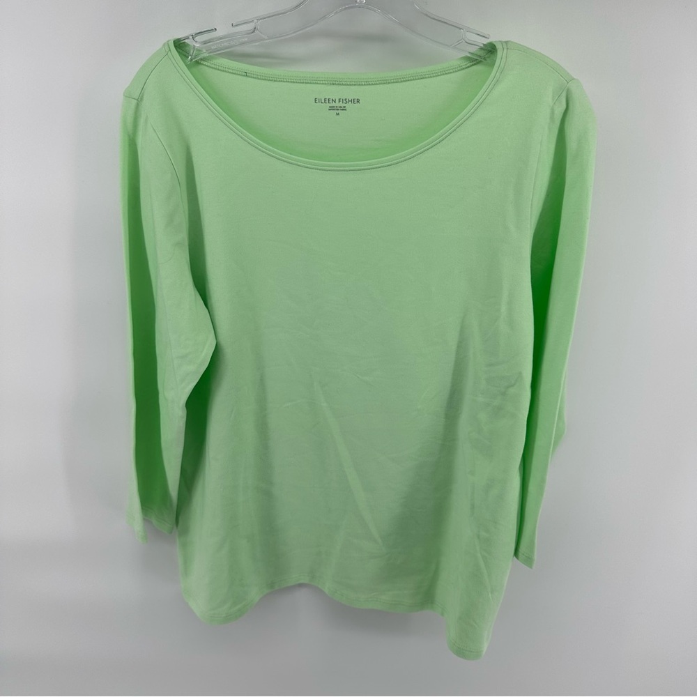Eileen Fisher Quarter Sleeve Green Basic Layering Top